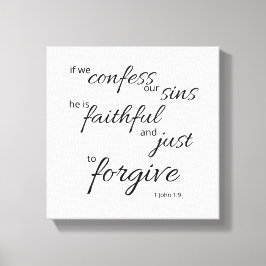 1 Johannes 1:9 Canvas Zwart en Wit Print | Vergeve