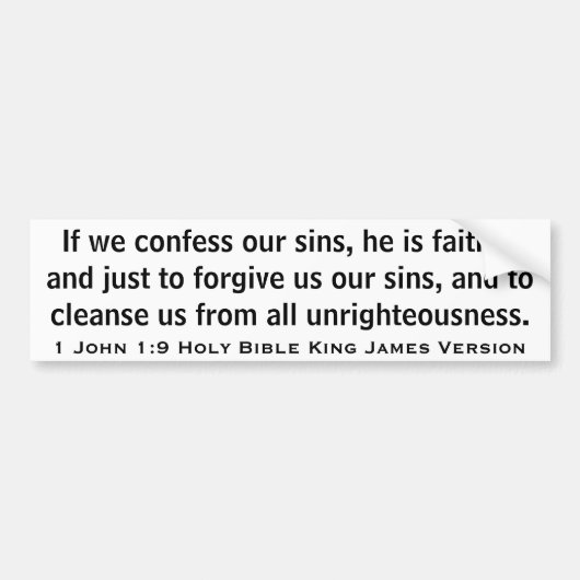 1 Johannes 1:9 Heilige Bijbel Statenvertaling Bumpersticker (Voorkant)