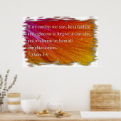 1 Johannes 1:9 over het wit Poster (Keuken)