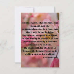 1 Johannes 2:4-6 KJV Bijbel Schrift Pic Groet Kaart