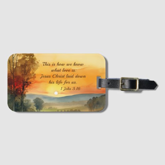 1 Johannes 3:16 Jezus legde zijn leven voor ons Bi Bagagelabel (Voorkant (horizontaal))