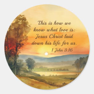 1 Johannes 3:16 Jezus legde zijn leven voor ons Bi Ronde Sticker