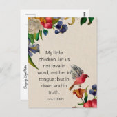 1 Johannes 3:18 KJV Bijbeltekst Geheugenkaart - Br Briefkaart (Voorkant / Achterkant)