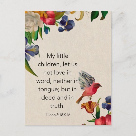 1 Johannes 3:18 KJV Bijbeltekst Geheugenkaart - Po Briefkaart (Voorkant)