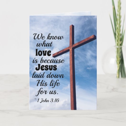 1 Johannes 3:1 Jezus Christus heeft zijn leven voo Kaart (Voorkant)