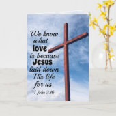 1 Johannes 3:1 Jezus Christus heeft zijn leven voo Kaart (Gele Bloem)