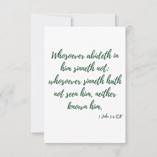 1 Johannes 3:6 KJV Bijbel Verse Groet Kaart (Voorkant)