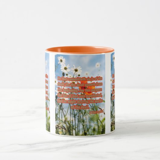 1 Johannes 3:8 KJV Bijbel Schrift afbeelding tweek Mok (Midden)