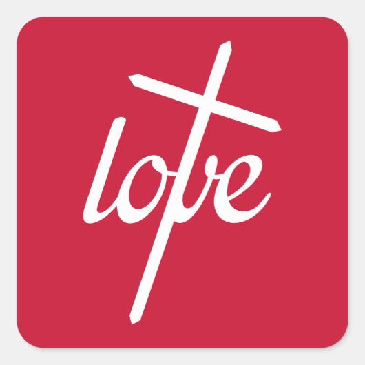 1 Johannes 4:19 - Liefdeskruis Vierkante Sticker (Voorkant)