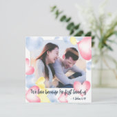 1 Johannes 4:19 Valentijnsdag Waterverf Hart Feestdagenkaart (Staand voorkant)