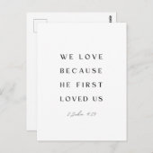 1 Johannes 4:19 Wij hebben lief, omdat Hij ons eer Briefkaart (Voorkant / Achterkant)