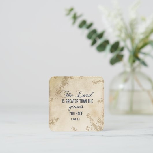 1 Johannes 4 4 De Heer is Groot-Inspirerend Quote Vierkante Visitekaartje (Staand voorkant)