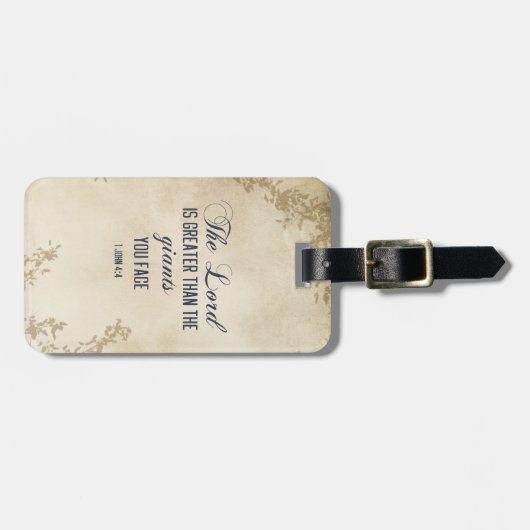 1 Johannes 4 4 De Heer is Groter dan reuzenbijbel Bagagelabel (Voorkant horizontaal)