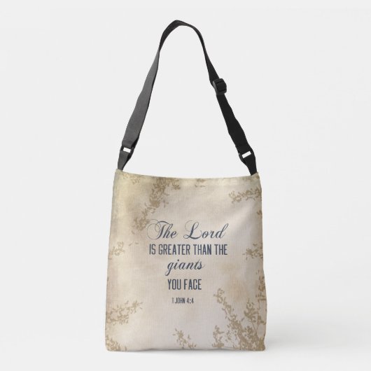 1 Johannes 4 4 De Heer is Groter dan reuzenbijbel Crossbody Tas (Achterkant)