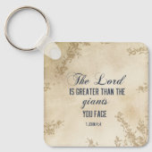 1 Johannes 4 4 De Heer is Groter dan reuzenbijbel Sleutelhanger (Voorkant)