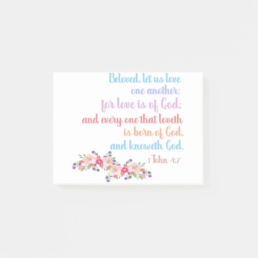 1 Johannes 4:7 Bijbelvers Regenboogtekst Post-it® Notes (Voorkant)