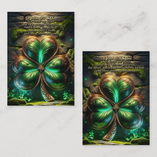 1 Johannes 5:7-8 KJV Kaarten - Trinity Shamrock Visitekaartje (Voorkant / Achterkant)