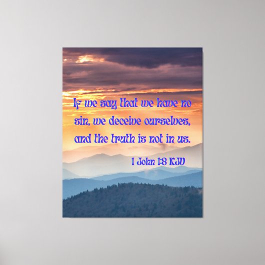 1 John 1:8 Bijbel Verse KJV Pic Wall Art Canvas Afdruk (Voorkant)
