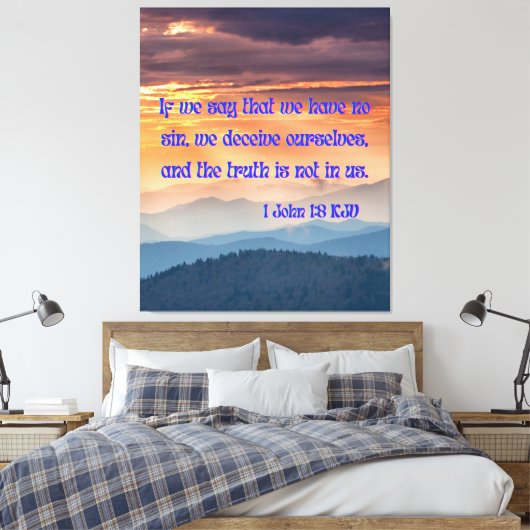 1 John 1:8 Bijbel Verse KJV Pic Wall Art Canvas Afdruk (Insitu (Slaapkamer))