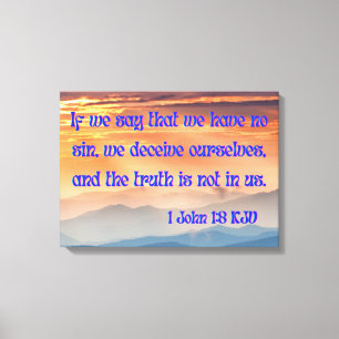 1 John 1:8 Bijbel Verse KJV Pic Wall Art Canvas Afdruk
