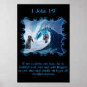 1 John 1:9 Grizzly Beren in de oceaan Poster (Voorkant)