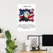 1 John 1:9 Met een adelaar voor Amerikaanse vlag Poster (Thuiskantoor)