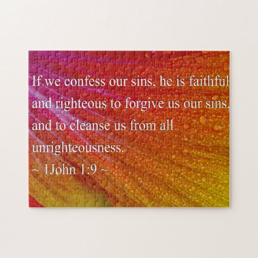 1 John 1:9 over Colorful Hibiscus Legpuzzel (Horizontaal)