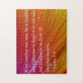 1 John 1:9 over Colorful Hibiscus Legpuzzel (Verticaal)