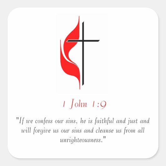 1 John 1:9 Vierkante Sticker (Voorkant)