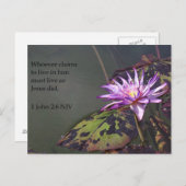1 John 2:6 Paarse Pond Lily Post Card Briefkaart (Voorkant / Achterkant)