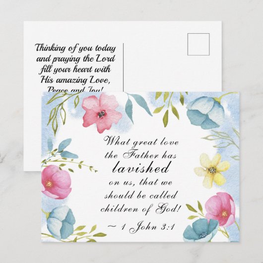 1 John 3:1 Geweldige liefde van de Vader op ons Briefkaart (Voorkant / Achterkant)