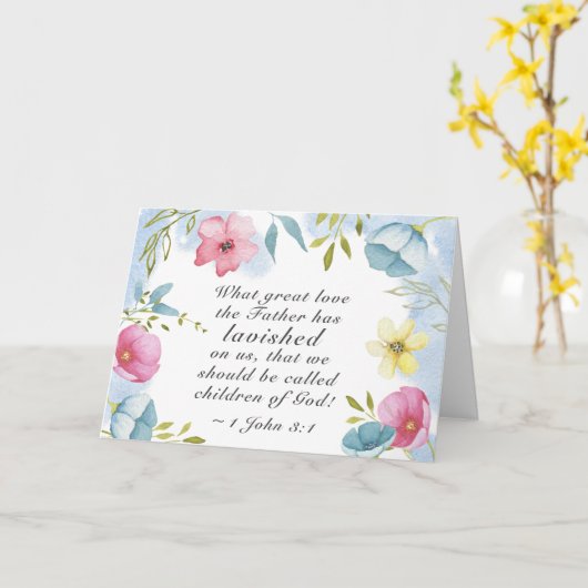 1 John 3:1 Geweldige liefde van de Vader op ons Kaart (Gele Bloem)