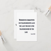 1 John 3:4 KJV Bijbel Vast Wenskaart Kaart (Voorkant / Achterkant in situ)