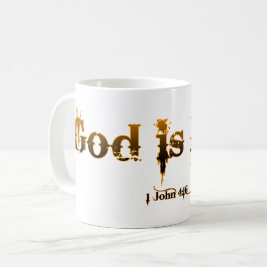 1 John 4:16: "God is liefde." Mok (Voorkant links)