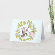1 John 4:16 God is Love Floral Wreath Cute Bird