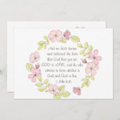 1 John 4:16 God is Love Floral Wreath Flat Card (Voorkant / Achterkant)