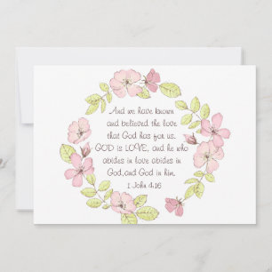 1 John 4:16 God is Love Floral Wreath Flat Card
