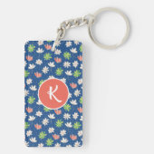 1 John 4:18 Blauw Ditsy Floral gepersonaliseerd Sleutelhanger (achterkant)