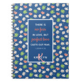 1 John 4:18 Blue Ditsy Floral Pattern Notitieboek (Voorkant)