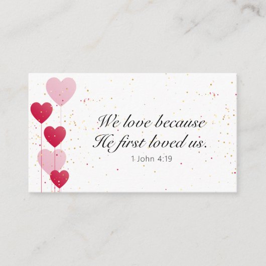 1 John 4:19 Valentijn Hearts Enclosure Card Informatiekaartje (Voorkant)