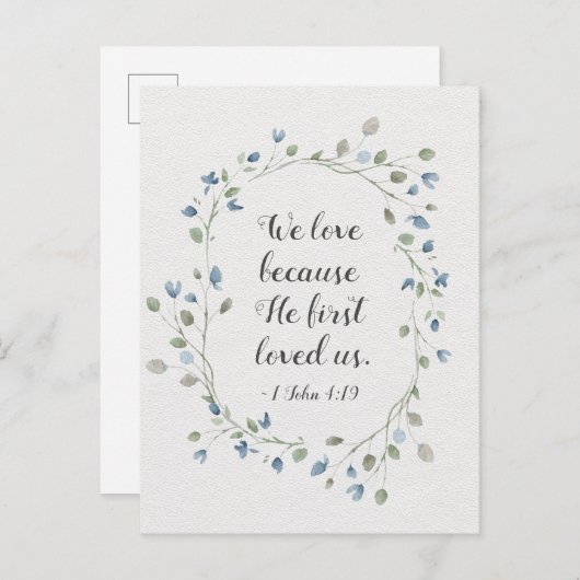1 John 4:19 We love beerce He first loved us Briefkaart (Voorkant / Achterkant)