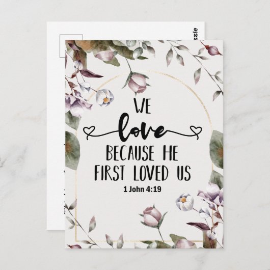 1 John 4:19 We love beerce He first loved us Briefkaart (Voorkant / Achterkant)