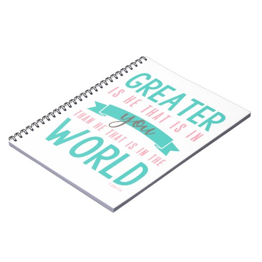 1 John 4:4 Bijbel Verse Christelijk Notitieboek (Linkerzijde)