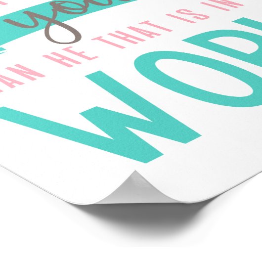 1 John 4:4 Bijbel Verse Christelijke Poster Wall A (Hoek)