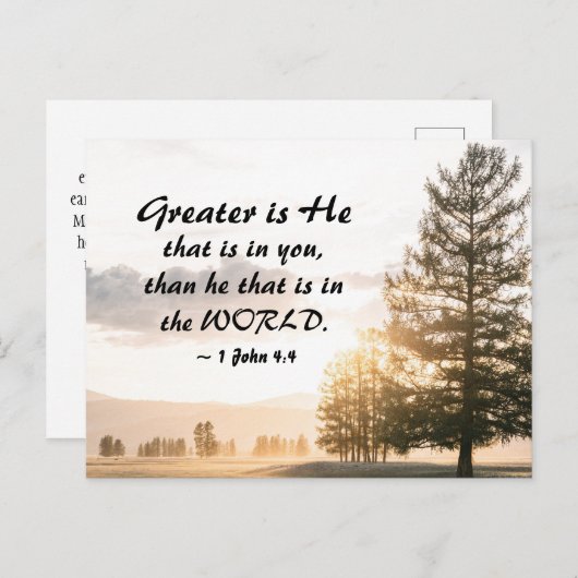 1 John 4:4 Greater is hij die in jou zit Briefkaart (Voorkant / Achterkant)