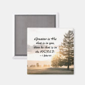 1 John 4:4 Greater is hij die in jou zit Magneet (Voorkant / Achterkant)
