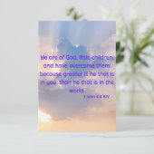 1 John 4:4 KJV Bijbel verse Pic Flat Wenskaart Kaart (Staand voorkant)