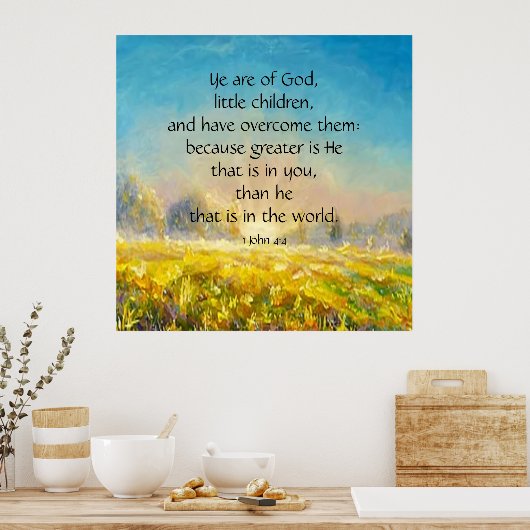 1 John 4:4 Poster (Keuken)