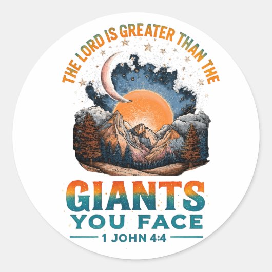 1 John 4:4 Ronde Sticker (Voorkant)