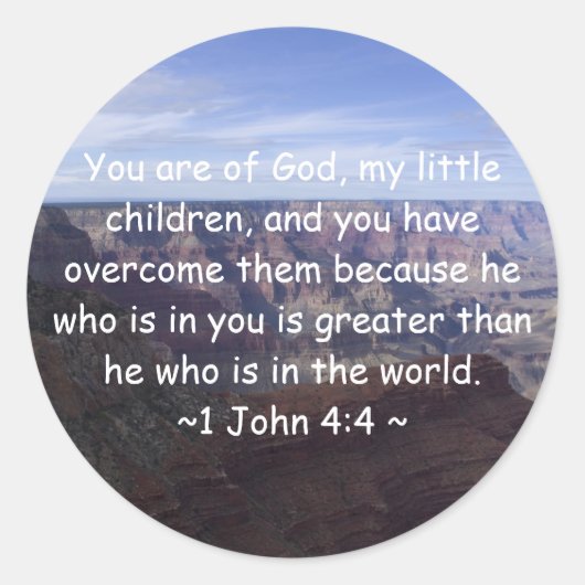 1 John 4:4 Ronde Sticker (Voorkant)